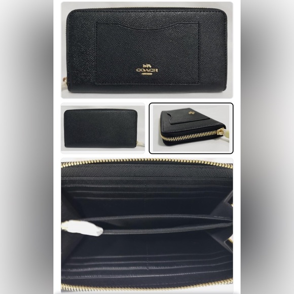 Coach 2Pcs Set BLACK Crossgrain Leather Gallery Tote Shoulder Bag/Wallet - Picture 3 of 9